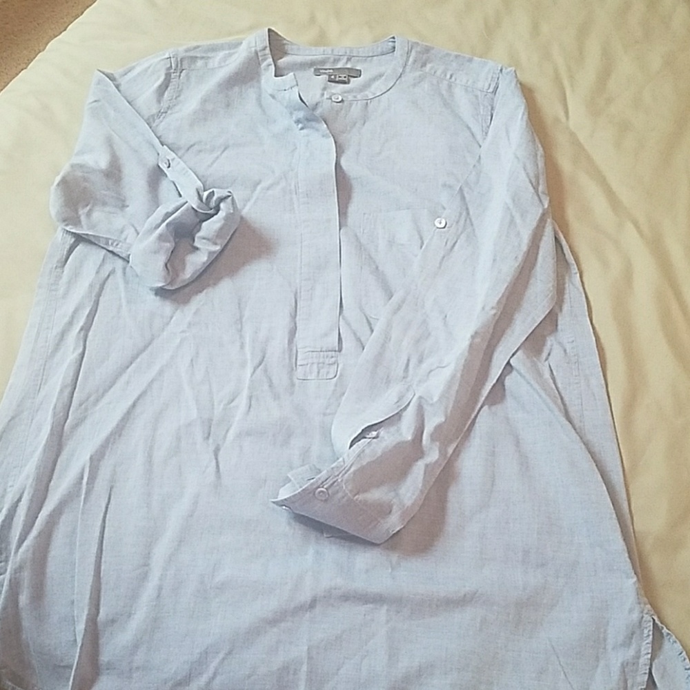 Cute chambray tunic with roll up sleeves